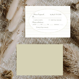 Tarjeta De Confirmación De Asistencia Chic Minimalist Stripe Green Wedding 