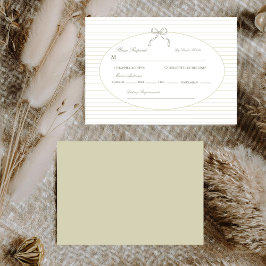 Tarjeta De Confirmación De Asistencia Chic Minimalist Stripe Green Wedding 