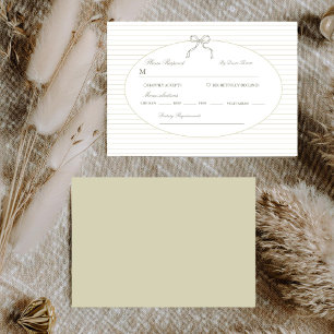 Tarjeta De Confirmación De Asistencia Chic Minimalista Raya Verde Boda