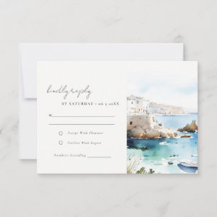 Tarjeta De Confirmación De Asistencia Chic Puglia Italia Paisaje Acuarela Boda