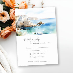 Tarjeta De Confirmación De Asistencia Chic Puglia Italia Paisaje Acuarela Boda