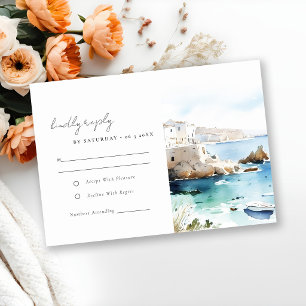 Tarjeta De Confirmación De Asistencia Chic Puglia Italia Paisaje Acuarela Boda