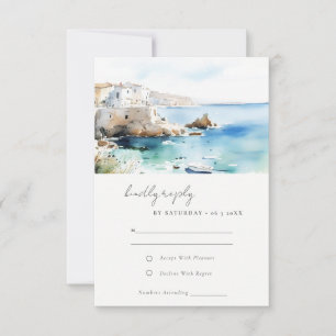 Tarjeta De Confirmación De Asistencia Chic Puglia Italia Paisaje Acuarela Boda