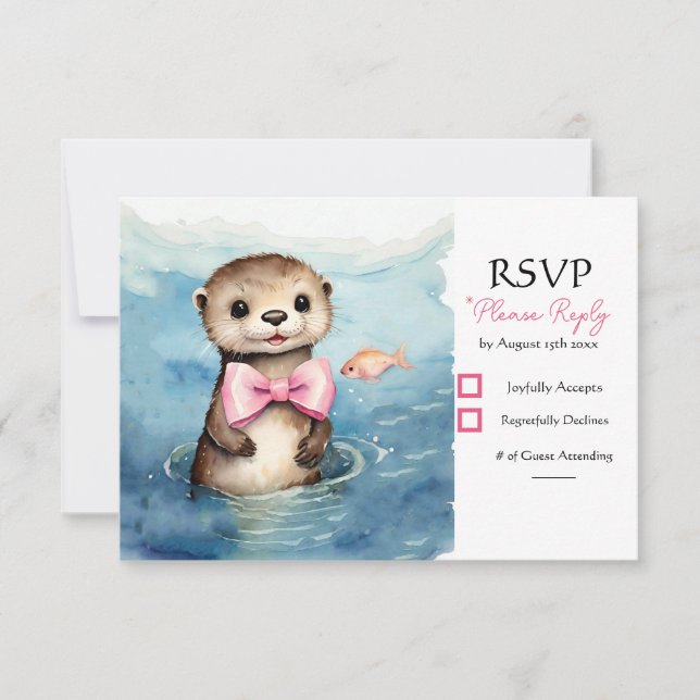 Tarjeta De Confirmación De Asistencia Chica Baby Otter Baby Shower (Anverso)