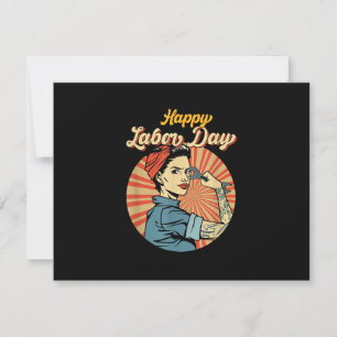 Tarjeta De Confirmación De Asistencia Chica del feliz Día del Trabajo y fuerte movimient