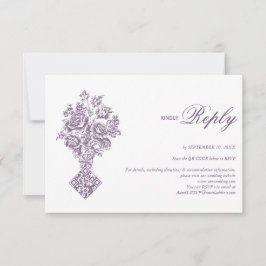 Tarjeta De Confirmación De Asistencia Chinoiserie Purple Bouquet Boda victoriano