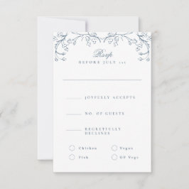 Tarjeta De Confirmación De Asistencia Chinoiserie romántica Boda azul francés antiguo