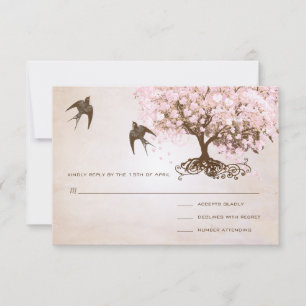 Tarjeta De Confirmación De Asistencia Chocolate Misty rosa de hoja de corazón Árbol de a