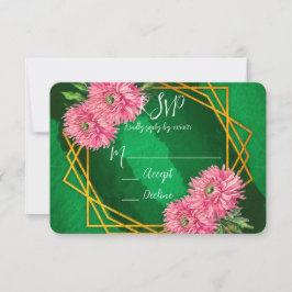 Tarjeta De Confirmación De Asistencia Chrysanthemums Gold Geométrico Boda