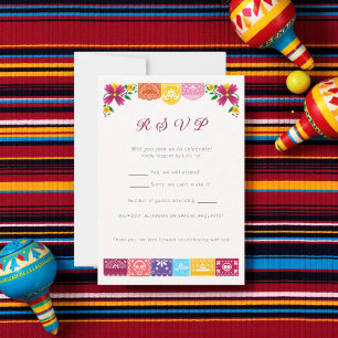 Tarjeta De Confirmación De Asistencia Cielito Lindo Papel Picado Floral Mexicano 