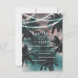 Tarjeta De Confirmación De Asistencia Cielo Nocturno Encantado Luces de Playa Nocturna R