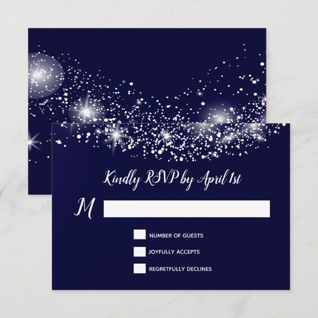 Tarjeta De Confirmación De Asistencia Cielo nocturno estrellado de azul profundo (Anverso / Reverso)