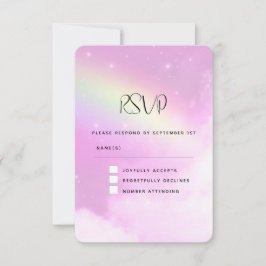 Tarjeta De Confirmación De Asistencia Cielo rosa con limón amarillo arcoiris Wedding RSV