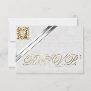 Tarjeta De Confirmación De Asistencia Cinta plateada y Boda de oro