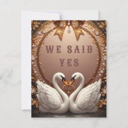 Tarjeta De Confirmación De Asistencia 🌸 Cisnes de boda de primavera en dorado rosa ✨