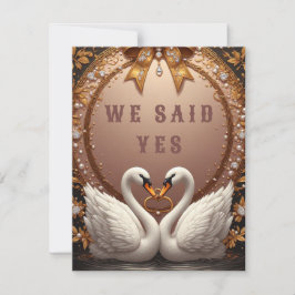 Tarjeta De Confirmación De Asistencia 🌸 Cisnes de boda de primavera en dorado rosa ✨