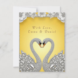 Tarjeta De Confirmación De Asistencia 🌸 Cisnes de Diamantes con Diseño Romántico Reflej