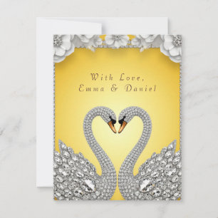 Tarjeta De Confirmación De Asistencia 🌸 Cisnes de Diamantes con Diseño Romántico Reflej