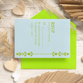 Tarjeta De Confirmación De Asistencia Citrus Green & Coastal Blue Wedding