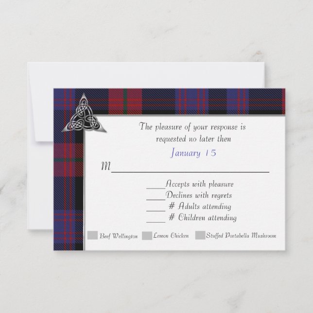 Tarjeta De Confirmación De Asistencia Clan Brown Tartan Plaid Boda (Anverso)