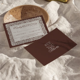Tarjeta De Confirmación De Asistencia Clase Brown Lace Old Money Boda