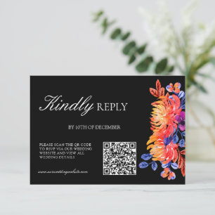 Tarjeta De Confirmación De Asistencia Clase Lujosa Elegante Flores de Acuarela boda