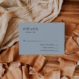 Tarjeta De Confirmación De Asistencia Clásica Boda Elegante Azul Muerto