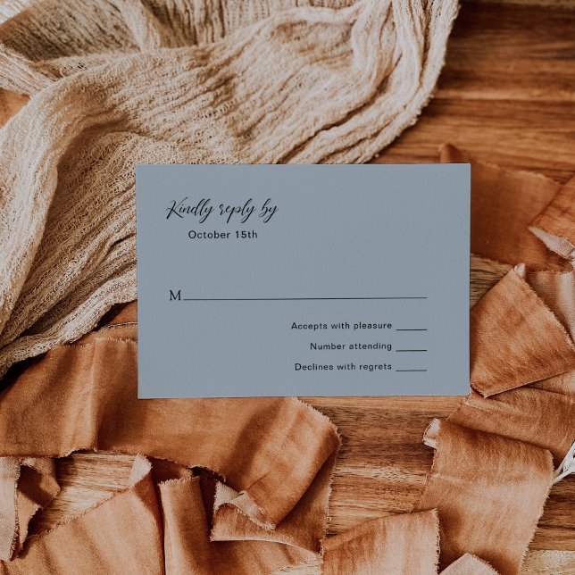 Tarjeta De Confirmación De Asistencia Clásica Boda Elegante Azul Muerto (Subido por el creador)