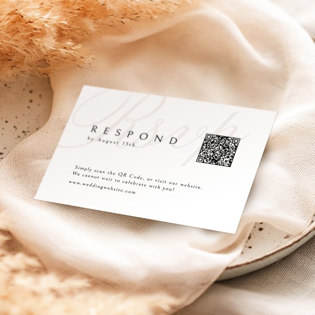 Tarjeta De Confirmación De Asistencia Clásica elegancia Caligrafía Boda código QR (Classic Elegance Calligraphy Wedding QR code RSVP Card)