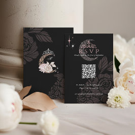 Tarjeta De Confirmación De Asistencia Clásicas Estrellas Florales Tiara Quinceañera QR C