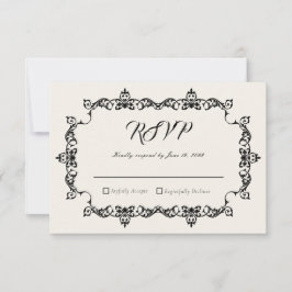 Tarjeta De Confirmación De Asistencia Clásico Antiguo Marco de Marfil Ornamentado para B