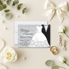 Tarjeta De Confirmación De Asistencia Clásico Black Elegant Bride Groom