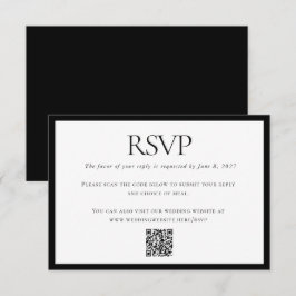 Tarjeta De Confirmación De Asistencia Clásico Boda blanco negro Personalizado código QR
