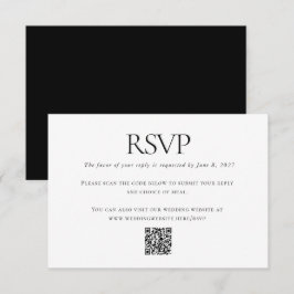 Tarjeta De Confirmación De Asistencia Clásico Boda blanco negro Personalizado código QR