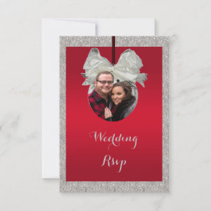 Tarjeta De Confirmación De Asistencia Clásico Boda de Navidades de Ruby Red & Sparkle Ba