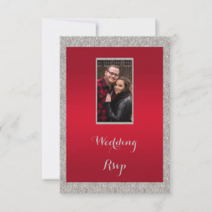 Tarjeta De Confirmación De Asistencia Clásico Boda de Navidades rojos y espumosos bauble