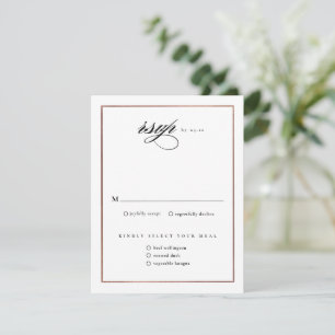 Tarjeta De Confirmación De Asistencia Clásico Boda de Oro Rosa Elegante Script