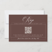 Clásico Choco Marrón Marfil Caligrafía QR Boda