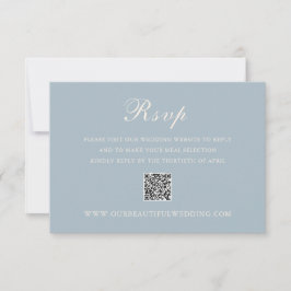 Tarjeta De Confirmación De Asistencia Clásico código QR azul silenciado Elegante Boda