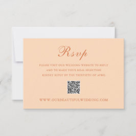 Tarjeta De Confirmación De Asistencia Clásico código QR de Peach Wedding Elegante