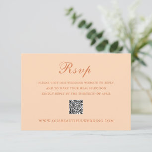 Tarjeta De Confirmación De Asistencia Clásico código QR de Peach Wedding Elegante