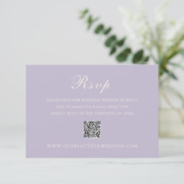 Tarjeta De Confirmación De Asistencia Clásico código QR Lilac Boda elegante