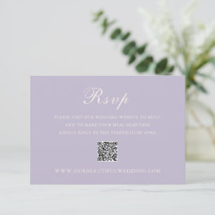 Tarjeta De Confirmación De Asistencia Clásico código QR Lilac Boda elegante