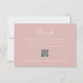 Tarjeta De Confirmación De Asistencia Clásico código QR rosado matrimonio elegante