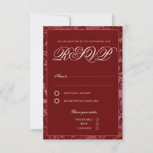 Tarjeta De Confirmación De Asistencia Clásico Crimson Red Elegant
