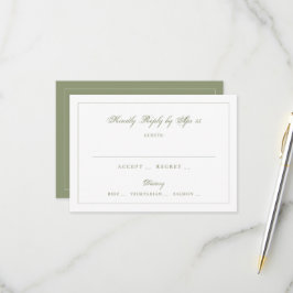 Tarjeta De Confirmación De Asistencia Clásico de Boda con Monograma Verde Musgo