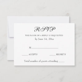 Tarjeta De Confirmación De Asistencia Clásico de Boda Elegante en Blanco y Negro