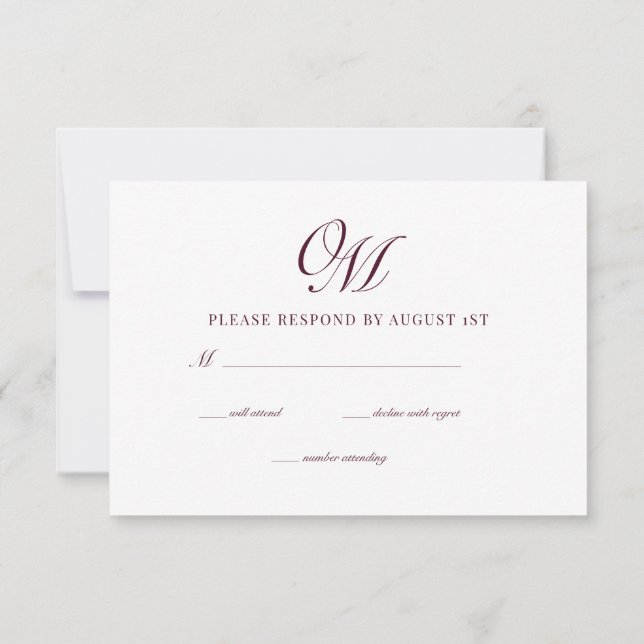 Tarjeta De Confirmación De Asistencia Clásico de caligrafía Boda moderno (Reverso)