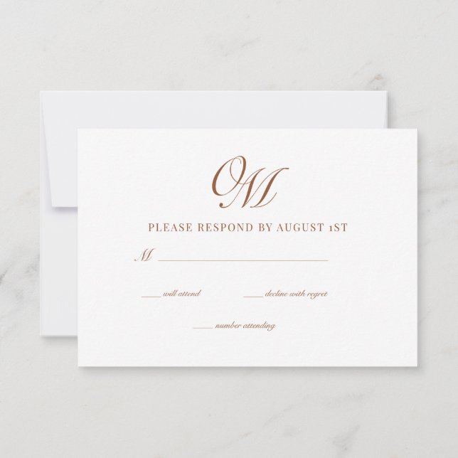 Tarjeta De Confirmación De Asistencia Clásico de caligrafía Boda moderno (Reverso)