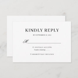 Tarjeta De Confirmación De Asistencia Clásico de Caligrafía para Boda en Blanco y Negro 